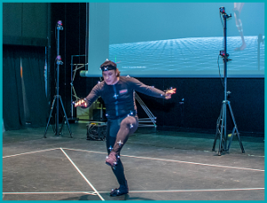 Actor Lorin Eric Salm shooting a motion capture scene for the animated short film Lost for Words